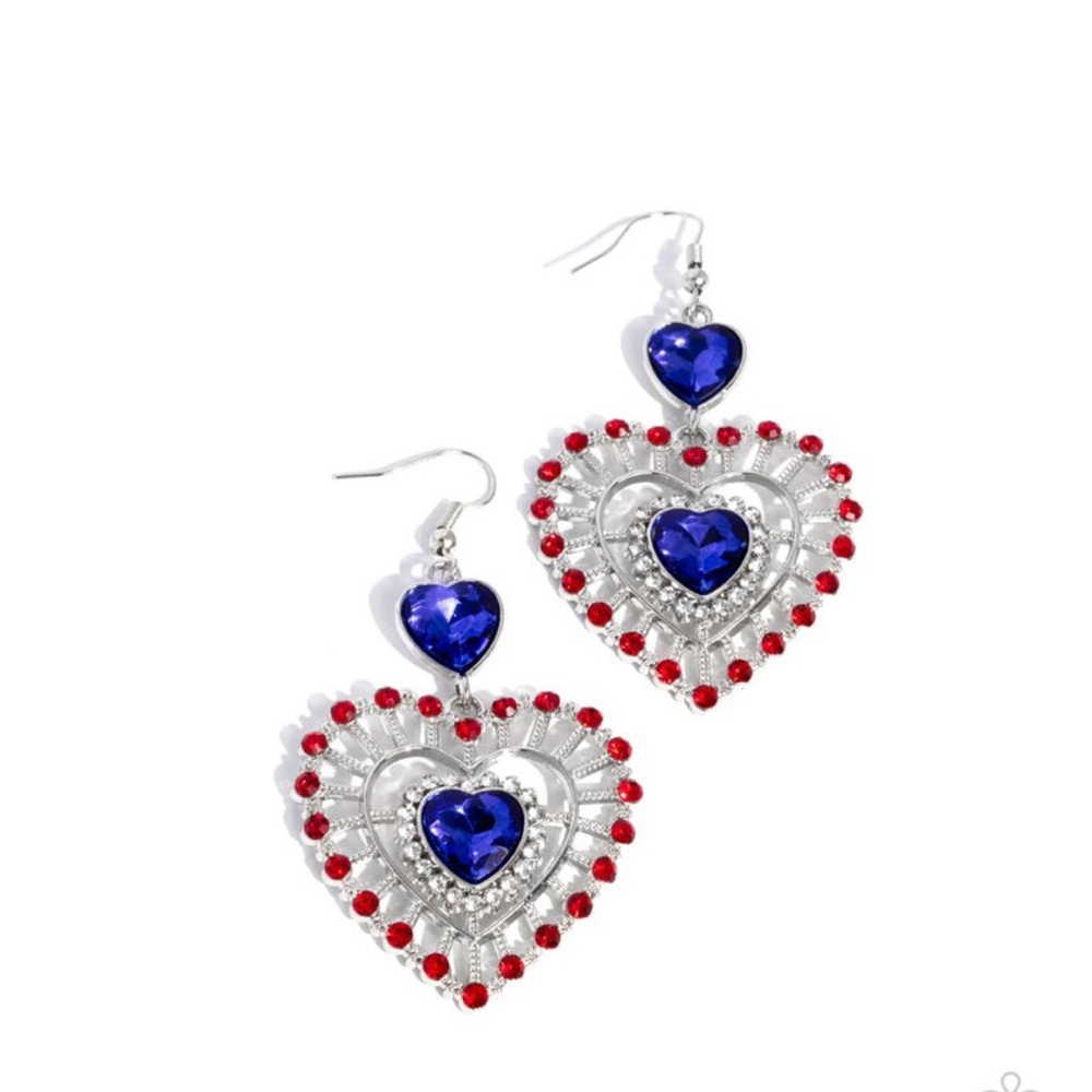 Paparazzi Blue and Silver Heart Earrings